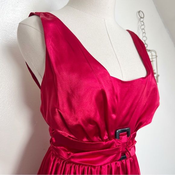 Vintage 90s Candies Red Satin Bubble Hem Party Dress - Picture 4 of 8